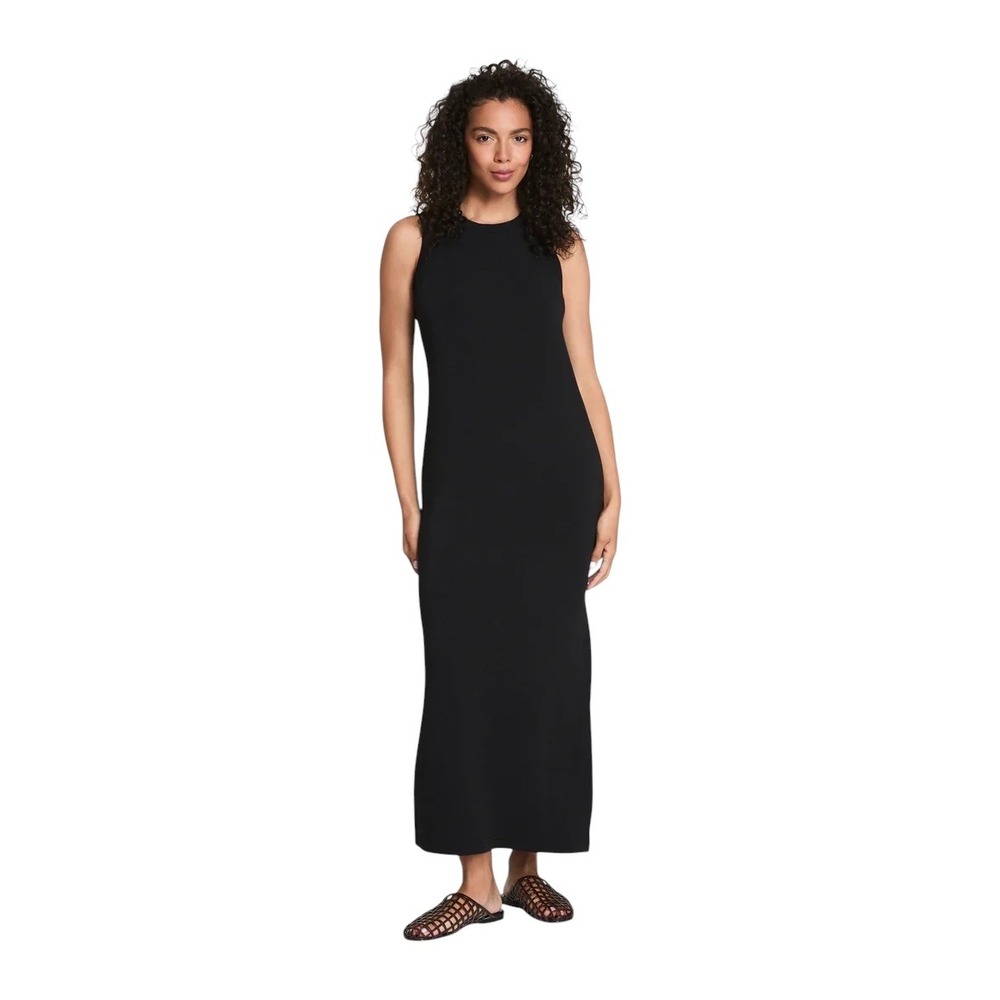 Spanx AirEssentials Black Sleeveless Tank Maxi Dress Side Slits Size XL